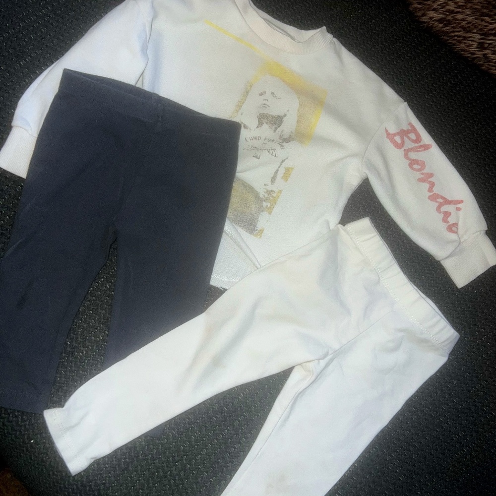 Winter Bundle- Grey Leggings, White Leggings, Blondie Sweater- 12 months